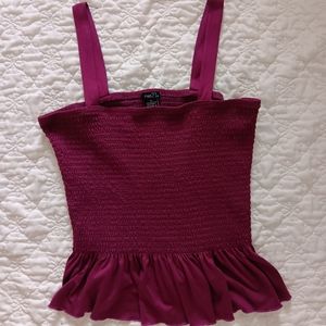 rue21 eggplant purple XL ruffle square neck tank top